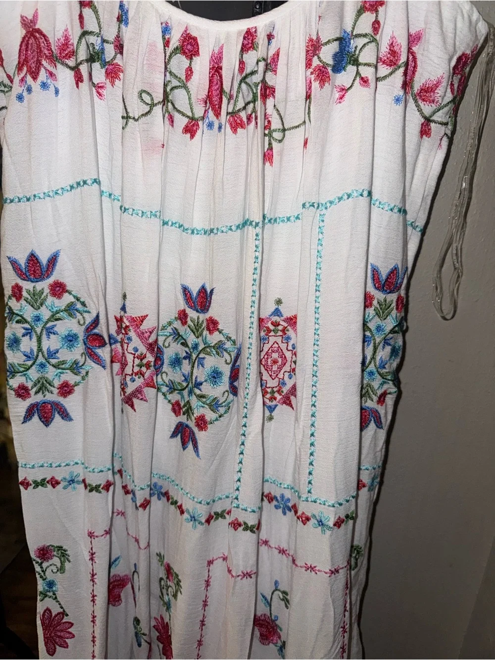Hale Bob White Maxi Dress with Pink & Blue Embroidery - Picture 11 of 13